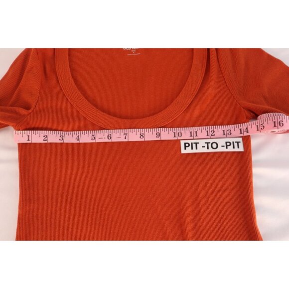 Old Navy‎ Women's Rust Orange Ribbed Knit Long Sleeve Top Size Small - Picture 7 of 12